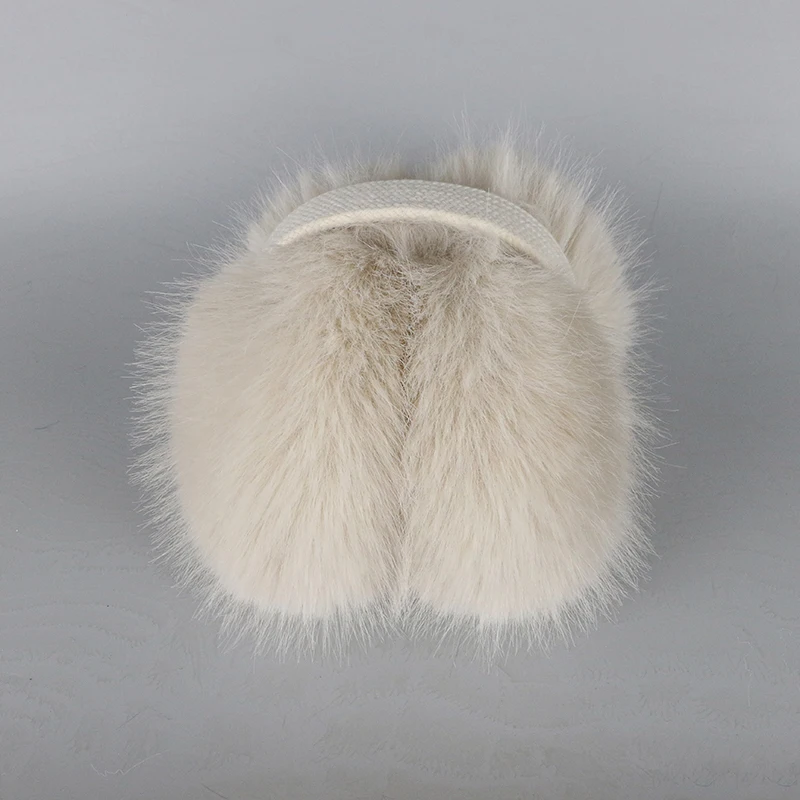 Faux Fox Fur Outdoor Winter Warm Earmuffs Portable Cold Protection Faux Fur Ear-Muffs Soft Foldable Earflaps For Women Man