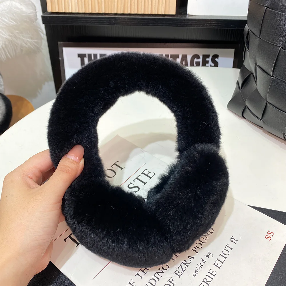 Fashion Natural 100% Rex Rabbit Fur Earmuff Russia Winter Warm Women Real Fur Earmuffs Girl's Earlap