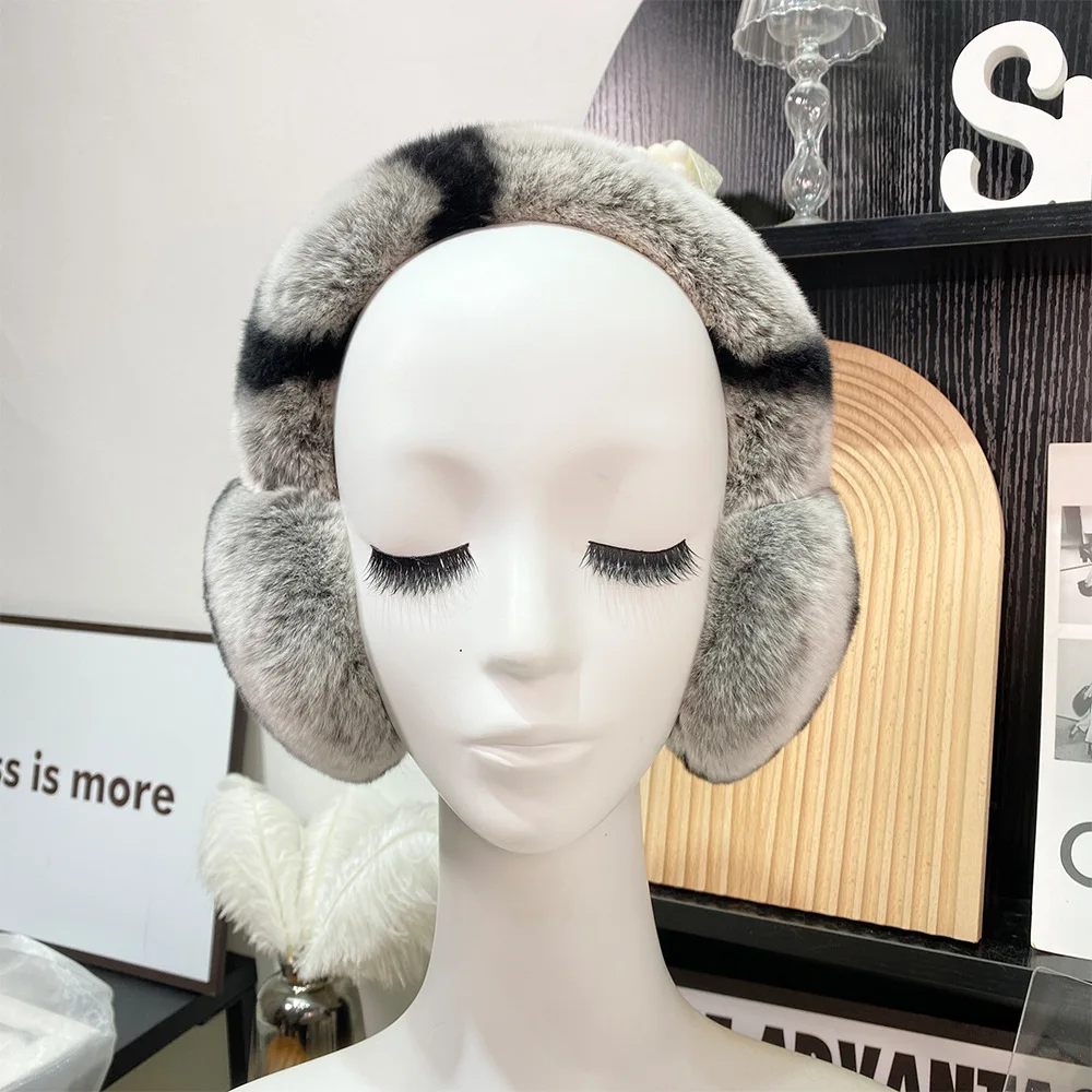 Fashion Natural 100% Rex Rabbit Fur Earmuff Russia Winter Warm Women Real Fur Earmuffs Girl's Earlap
