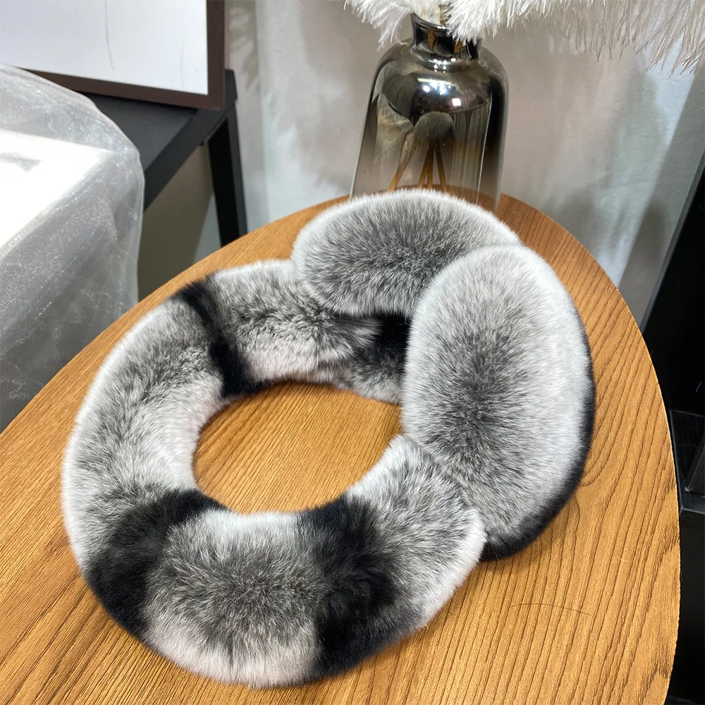 Fashion Natural 100% Rex Rabbit Fur Earmuff Russia Winter Warm Women Real Fur Earmuffs Girl's Earlap
