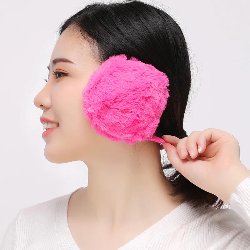 Winter Warm Ear Muffs Women Girls Fluffy Fold Burger Shape Children Headphone Earmuffs Soft Cashmere Solid Cute Warmer Earlap