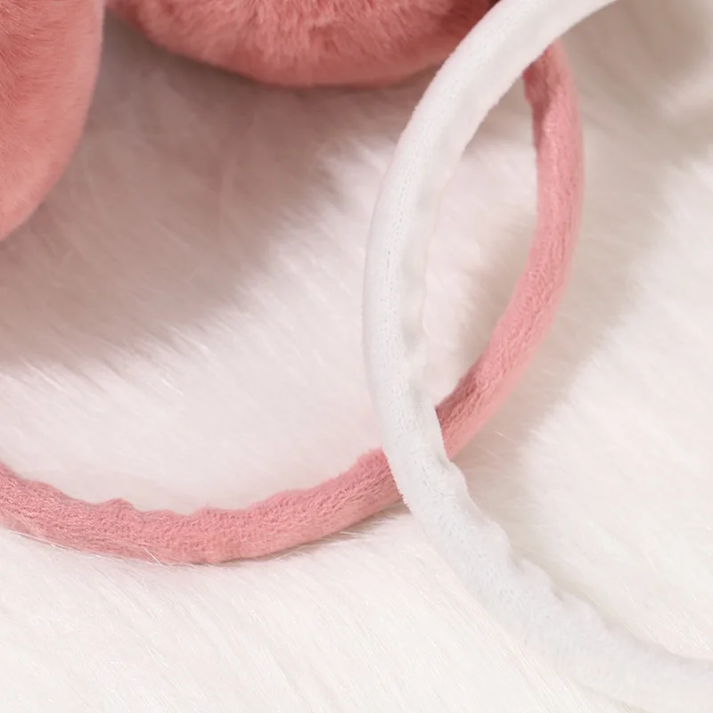 Winter Warm Ear Muffs Women Girls Fluffy Fold Burger Shape Children Headphone Earmuffs Soft Cashmere Solid Cute Warmer Earlap