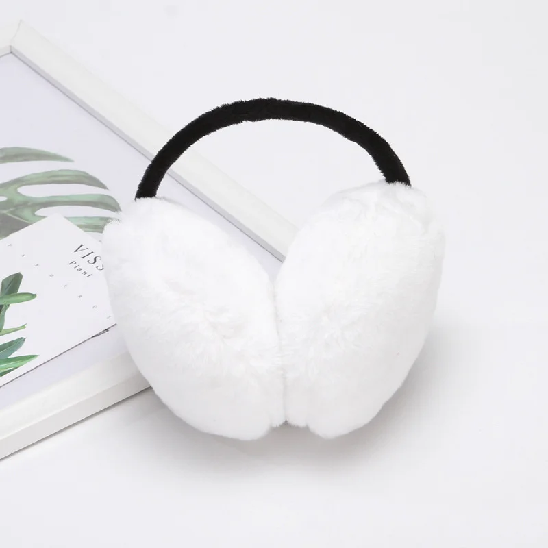 Winter Warm Ear Muffs Women Girls Fluffy Fold Burger Shape Children Headphone Earmuffs Soft Cashmere Solid Cute Warmer Earlap