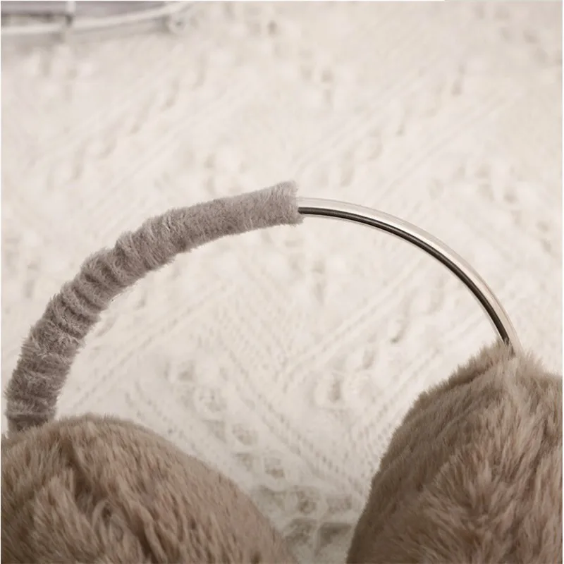 Winter Warm Ear Muffs Women Girls Fluffy Fold Burger Shape Children Headphone Earmuffs Soft Cashmere Solid Cute Warmer Earlap