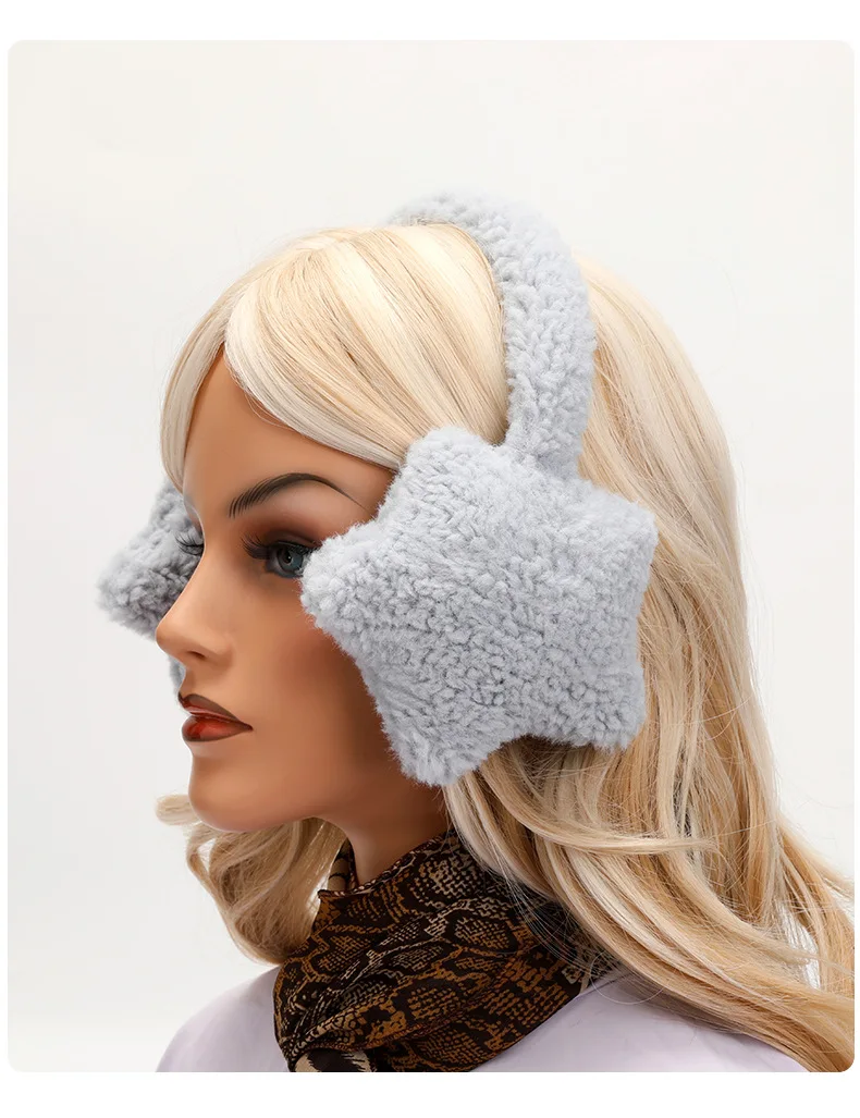 Y2K Star Fluffy Earmuffs Earplugs Cold Protection Women Ear Cover Keep Warm Solid Color Plush Earmuffs Cycling Accessories
