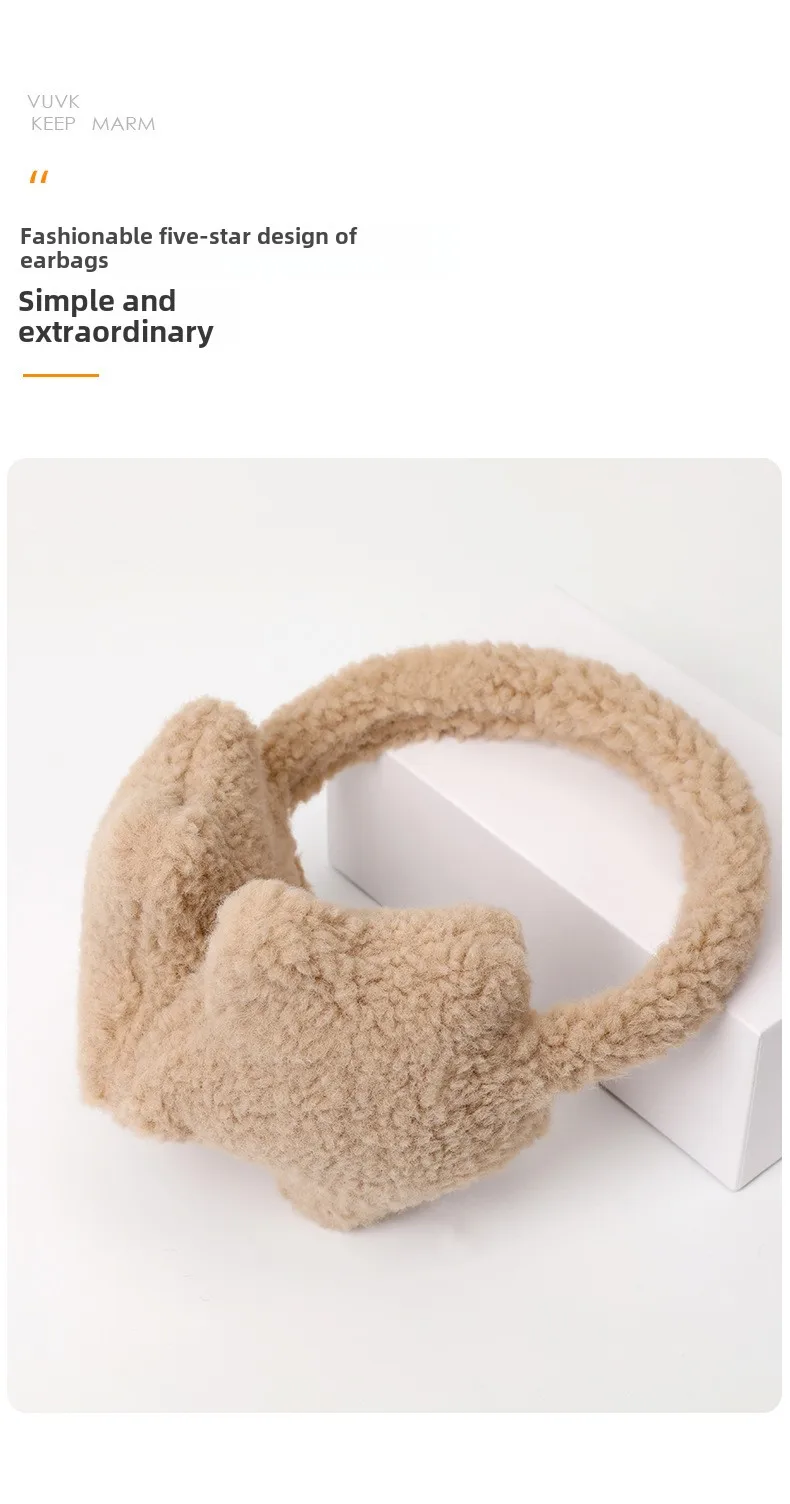 Y2K Star Fluffy Earmuffs Earplugs Cold Protection Women Ear Cover Keep Warm Solid Color Plush Earmuffs Cycling Accessories