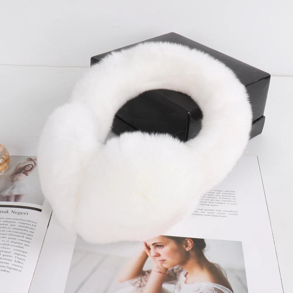 Lovely Girls Luxury Fuffy Genuine Rex Rabbit Fur Earmuff Women Winter Warm Soft Real Rex Rabbit Fur Earmuffs Female Fur Earlaps