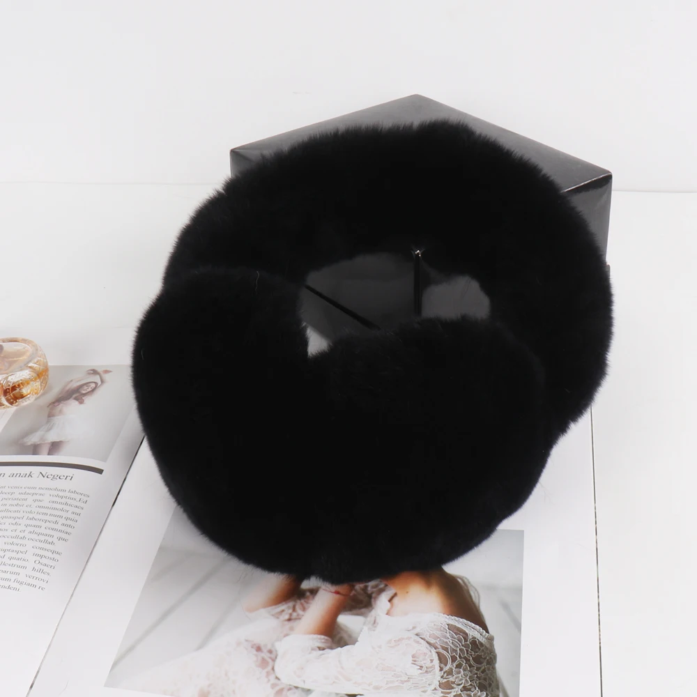 Lovely Girls Luxury Fuffy Genuine Rex Rabbit Fur Earmuff Women Winter Warm Soft Real Rex Rabbit Fur Earmuffs Female Fur Earlaps