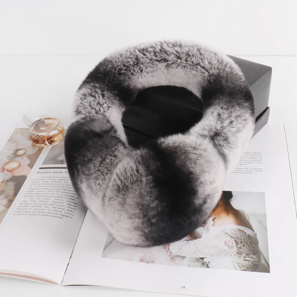 Lovely Girls Luxury Fuffy Genuine Rex Rabbit Fur Earmuff Women Winter Warm Soft Real Rex Rabbit Fur Earmuffs Female Fur Earlaps