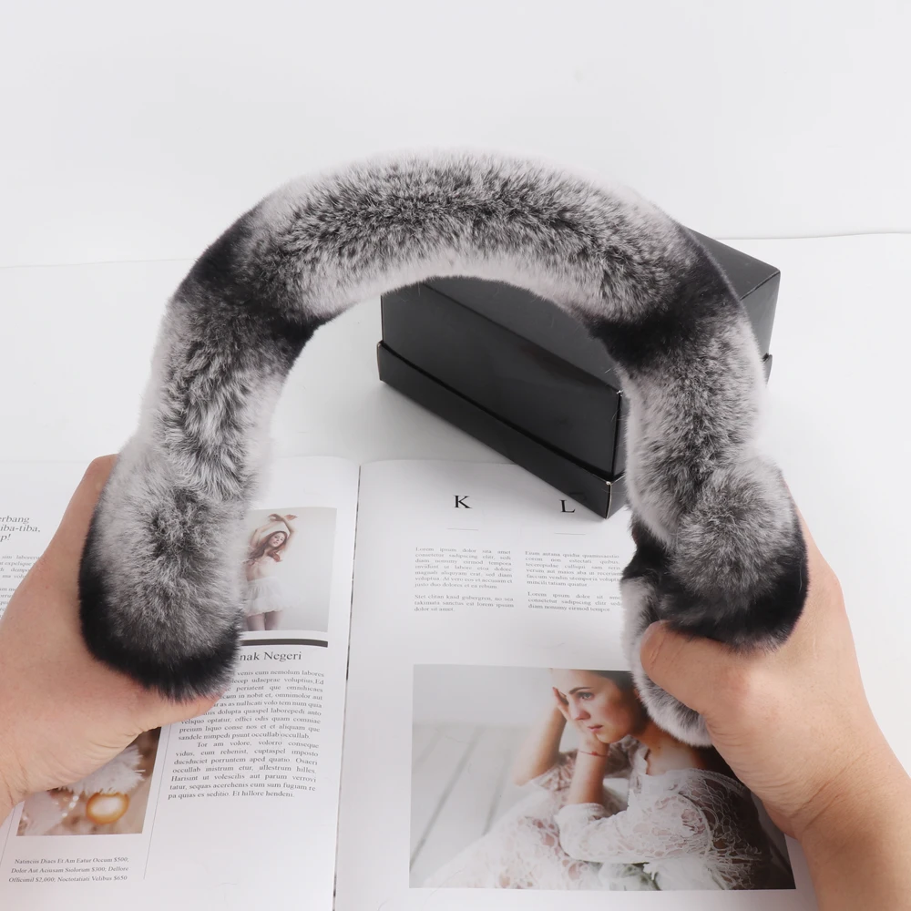 Lovely Girls Luxury Fuffy Genuine Rex Rabbit Fur Earmuff Women Winter Warm Soft Real Rex Rabbit Fur Earmuffs Female Fur Earlaps