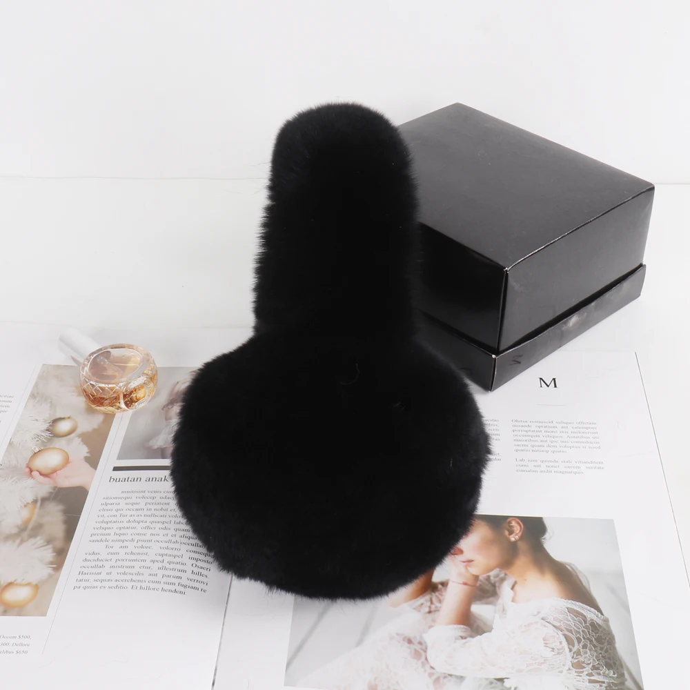 Lovely Girls Luxury Fuffy Genuine Rex Rabbit Fur Earmuff Women Winter Warm Soft Real Rex Rabbit Fur Earmuffs Female Fur Earlaps