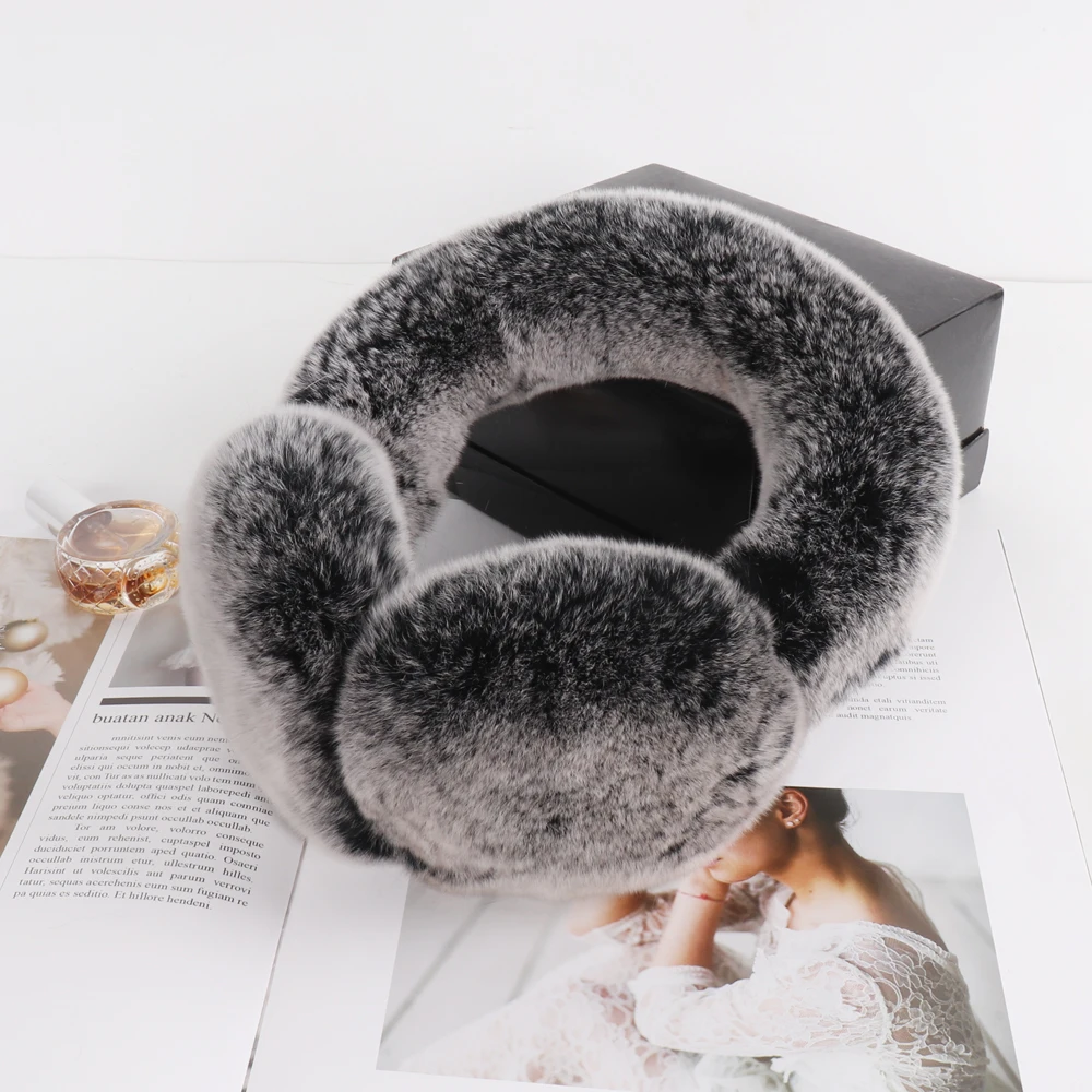 Lovely Girls Luxury Fuffy Genuine Rex Rabbit Fur Earmuff Women Winter Warm Soft Real Rex Rabbit Fur Earmuffs Female Fur Earlaps