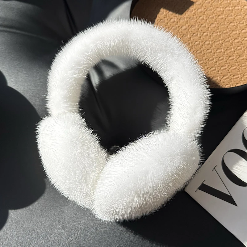 Winter Outdoor Hot Sale Mink Fur Earmuffs Luxury Women Keep Warm 100% Real Natural Mink Fur Earmuff Girl Winter Ear Protection