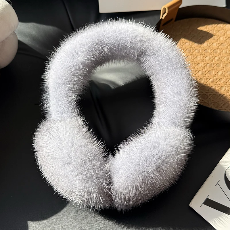 Winter Outdoor Hot Sale Mink Fur Earmuffs Luxury Women Keep Warm 100% Real Natural Mink Fur Earmuff Girl Winter Ear Protection