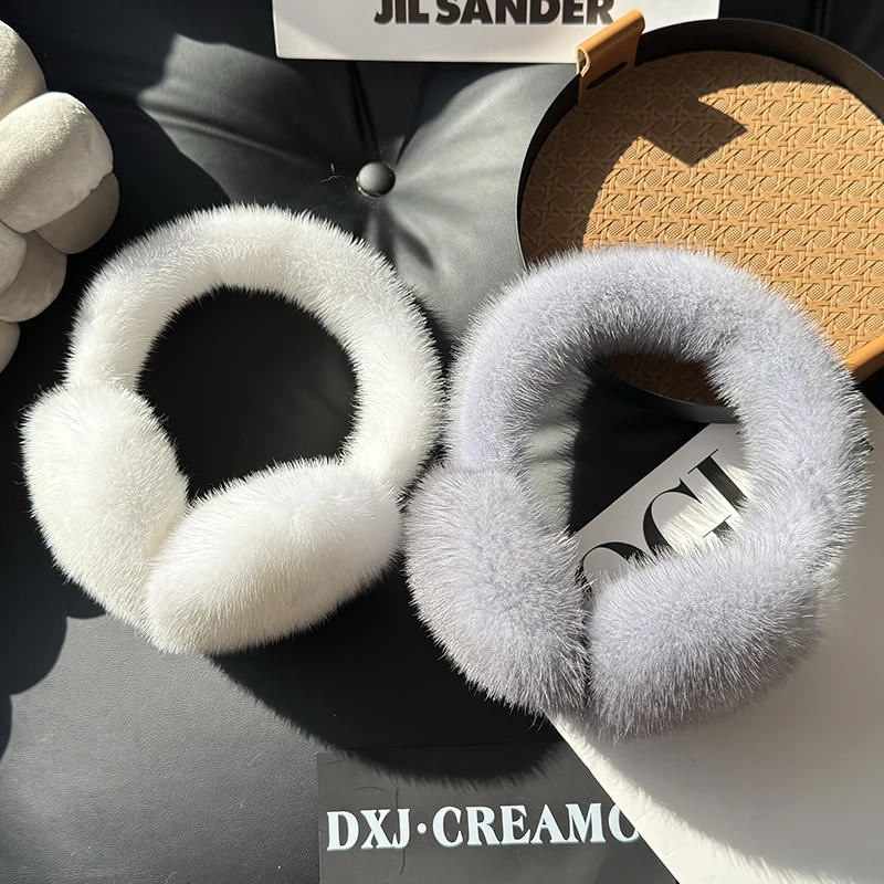 Winter Outdoor Hot Sale Mink Fur Earmuffs Luxury Women Keep Warm 100% Real Natural Mink Fur Earmuff Girl Winter Ear Protection