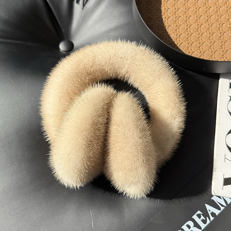 Winter Outdoor Hot Sale Mink Fur Earmuffs Luxury Women Keep Warm 100% Real Natural Mink Fur Earmuff Girl Winter Ear Protection