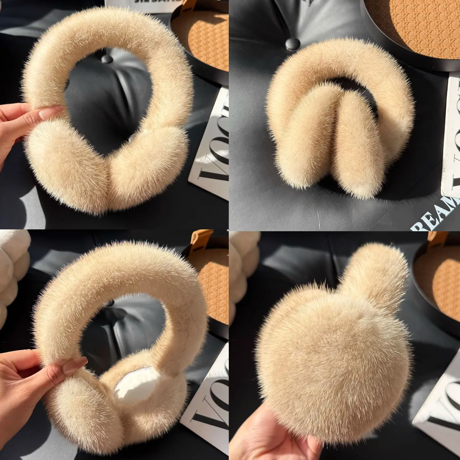 Winter Outdoor Hot Sale Mink Fur Earmuffs Luxury Women Keep Warm 100% Real Natural Mink Fur Earmuff Girl Winter Ear Protection