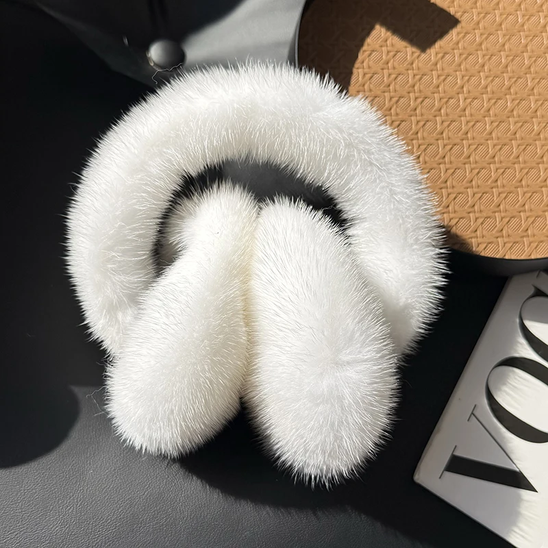 Winter Outdoor Hot Sale Mink Fur Earmuffs Luxury Women Keep Warm 100% Real Natural Mink Fur Earmuff Girl Winter Ear Protection