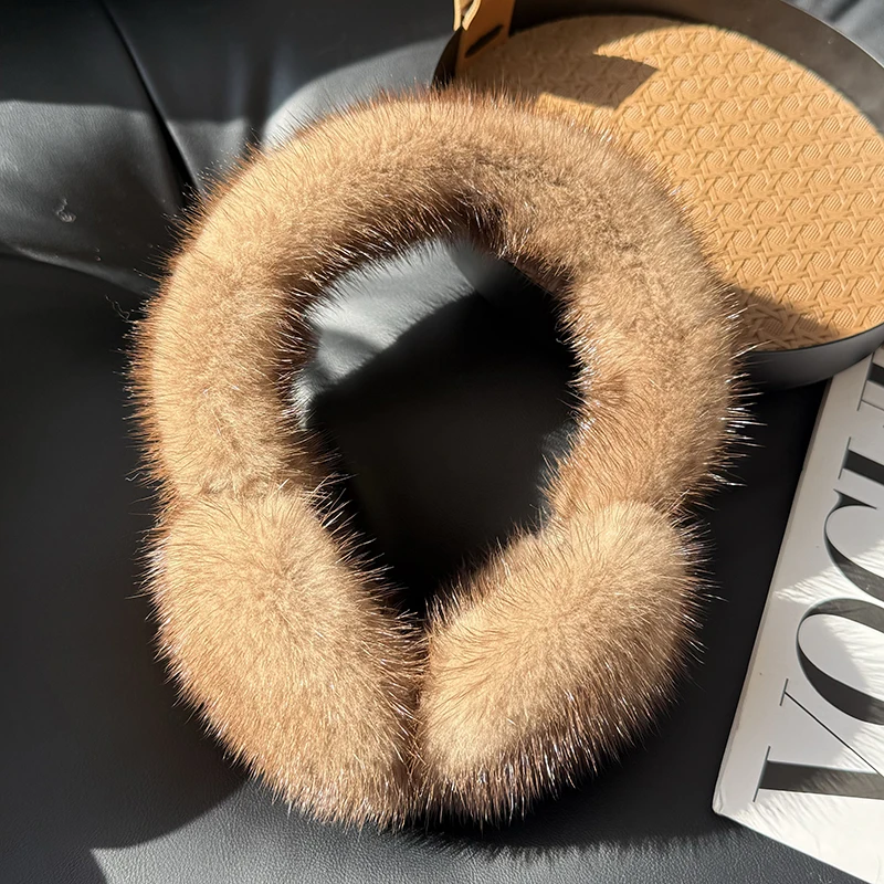 Winter Outdoor Hot Sale Mink Fur Earmuffs Luxury Women Keep Warm 100% Real Natural Mink Fur Earmuff Girl Winter Ear Protection