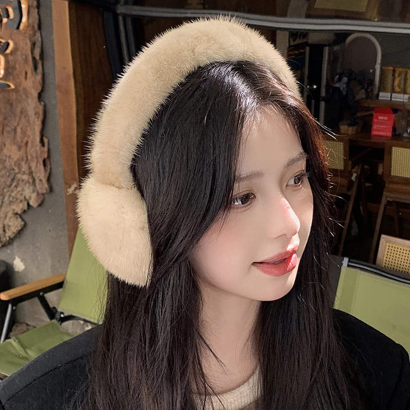 Winter Outdoor Hot Sale Mink Fur Earmuffs Luxury Women Keep Warm 100% Real Natural Mink Fur Earmuff Girl Winter Ear Protection