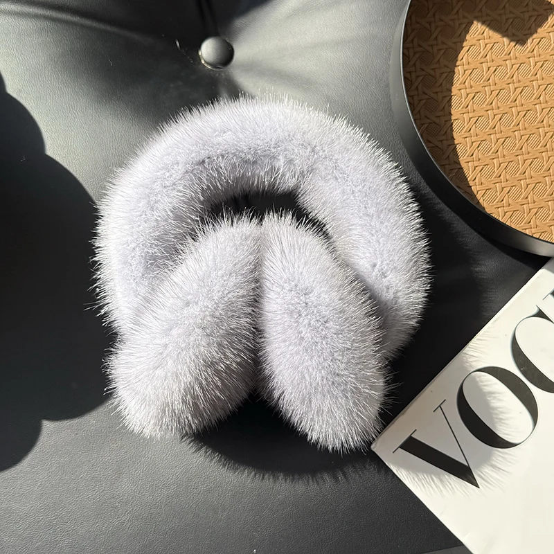 Winter Outdoor Hot Sale Mink Fur Earmuffs Luxury Women Keep Warm 100% Real Natural Mink Fur Earmuff Girl Winter Ear Protection
