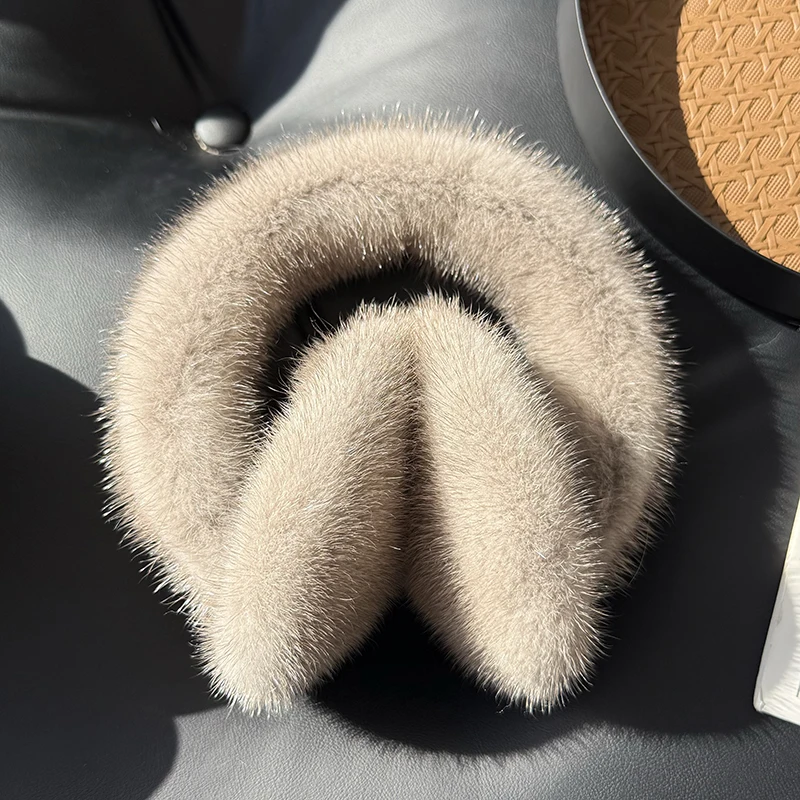 Winter Outdoor Hot Sale Mink Fur Earmuffs Luxury Women Keep Warm 100% Real Natural Mink Fur Earmuff Girl Winter Ear Protection