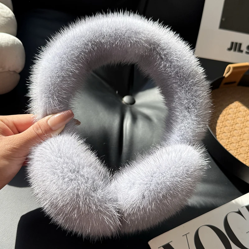 Winter Outdoor Hot Sale Mink Fur Earmuffs Luxury Women Keep Warm 100% Real Natural Mink Fur Earmuff Girl Winter Ear Protection