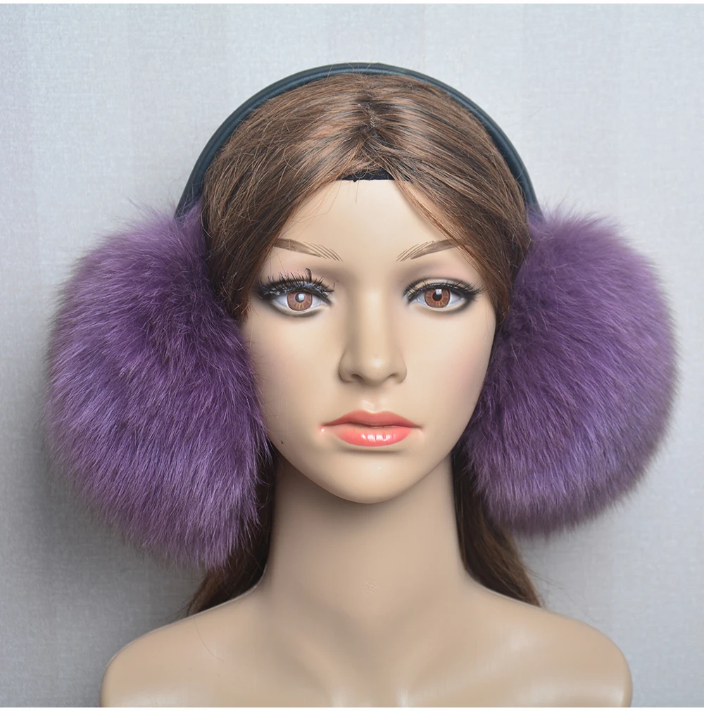 New Luxury Women Winter Warm Real Fox Fur Earmuffs Fashion Lady 100% Natural Fox Fur Ear Muffs Thermal Girl Real Fox Fur Earmuff