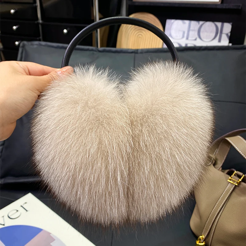 New Luxury Women Winter Warm Real Fox Fur Earmuffs Fashion Lady 100% Natural Fox Fur Ear Muffs Thermal Girl Real Fox Fur Earmuff