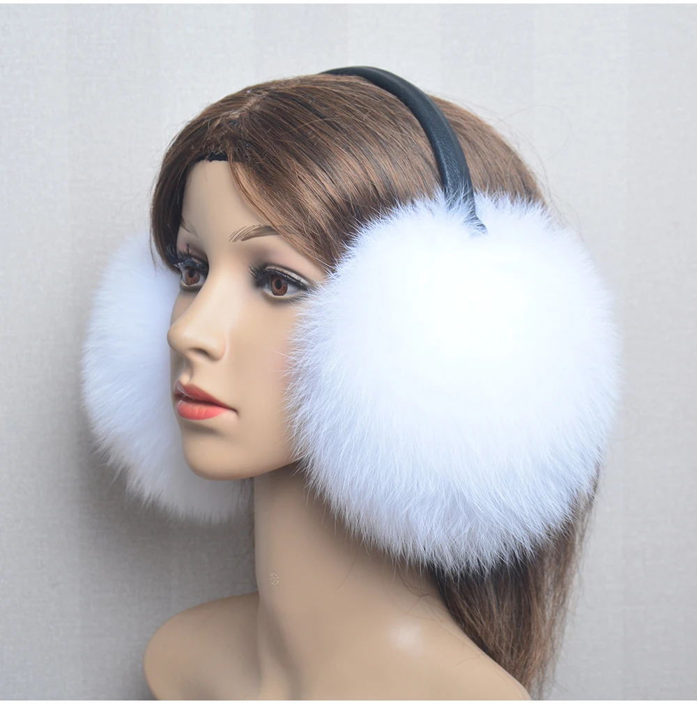 New Luxury Women Winter Warm Real Fox Fur Earmuffs Fashion Lady 100% Natural Fox Fur Ear Muffs Thermal Girl Real Fox Fur Earmuff