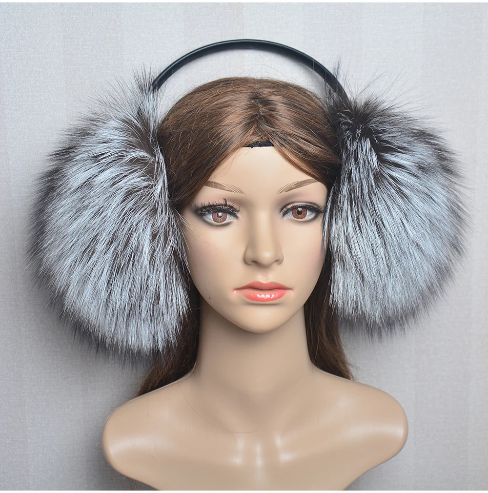 New Luxury Women Winter Warm Real Fox Fur Earmuffs Fashion Lady 100% Natural Fox Fur Ear Muffs Thermal Girl Real Fox Fur Earmuff