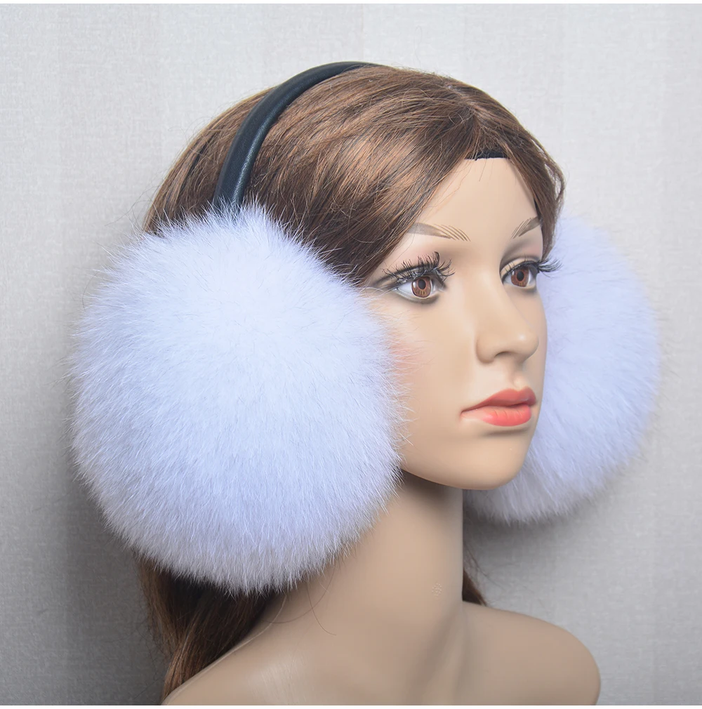 New Luxury Women Winter Warm Real Fox Fur Earmuffs Fashion Lady 100% Natural Fox Fur Ear Muffs Thermal Girl Real Fox Fur Earmuff