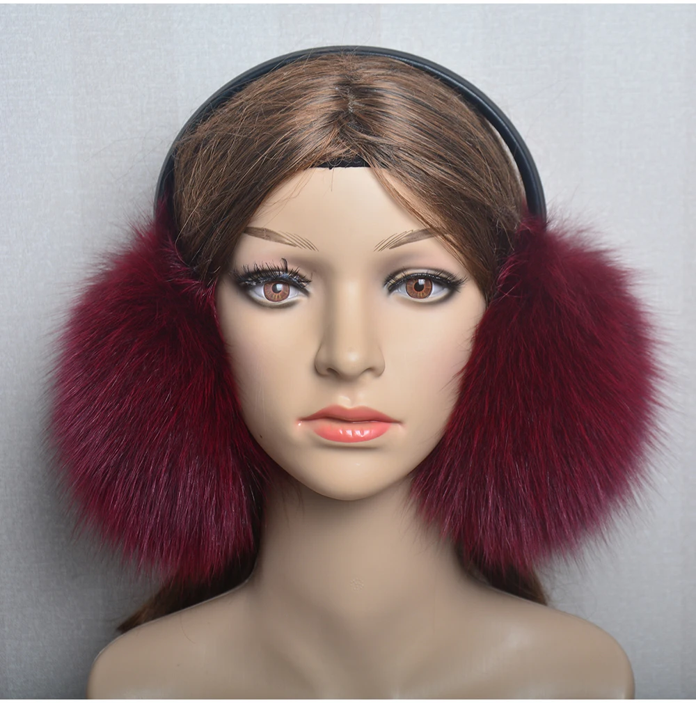 New Luxury Women Winter Warm Real Fox Fur Earmuffs Fashion Lady 100% Natural Fox Fur Ear Muffs Thermal Girl Real Fox Fur Earmuff