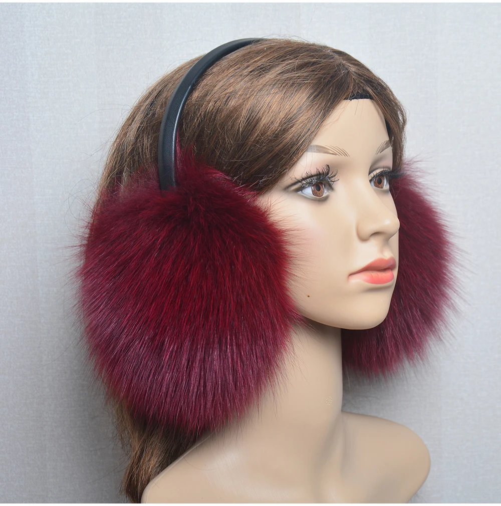 New Luxury Women Winter Warm Real Fox Fur Earmuffs Fashion Lady 100% Natural Fox Fur Ear Muffs Thermal Girl Real Fox Fur Earmuff