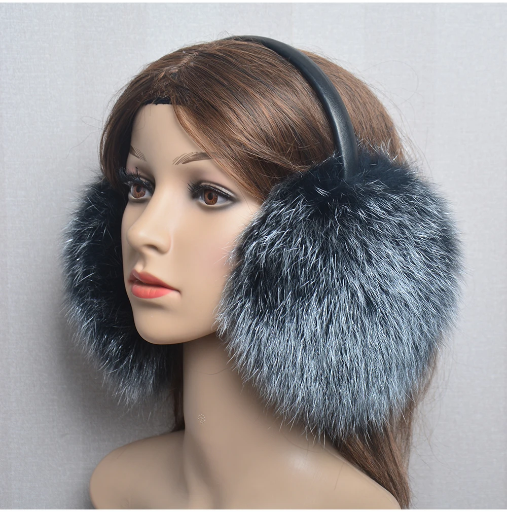 New Luxury Women Winter Warm Real Fox Fur Earmuffs Fashion Lady 100% Natural Fox Fur Ear Muffs Thermal Girl Real Fox Fur Earmuff