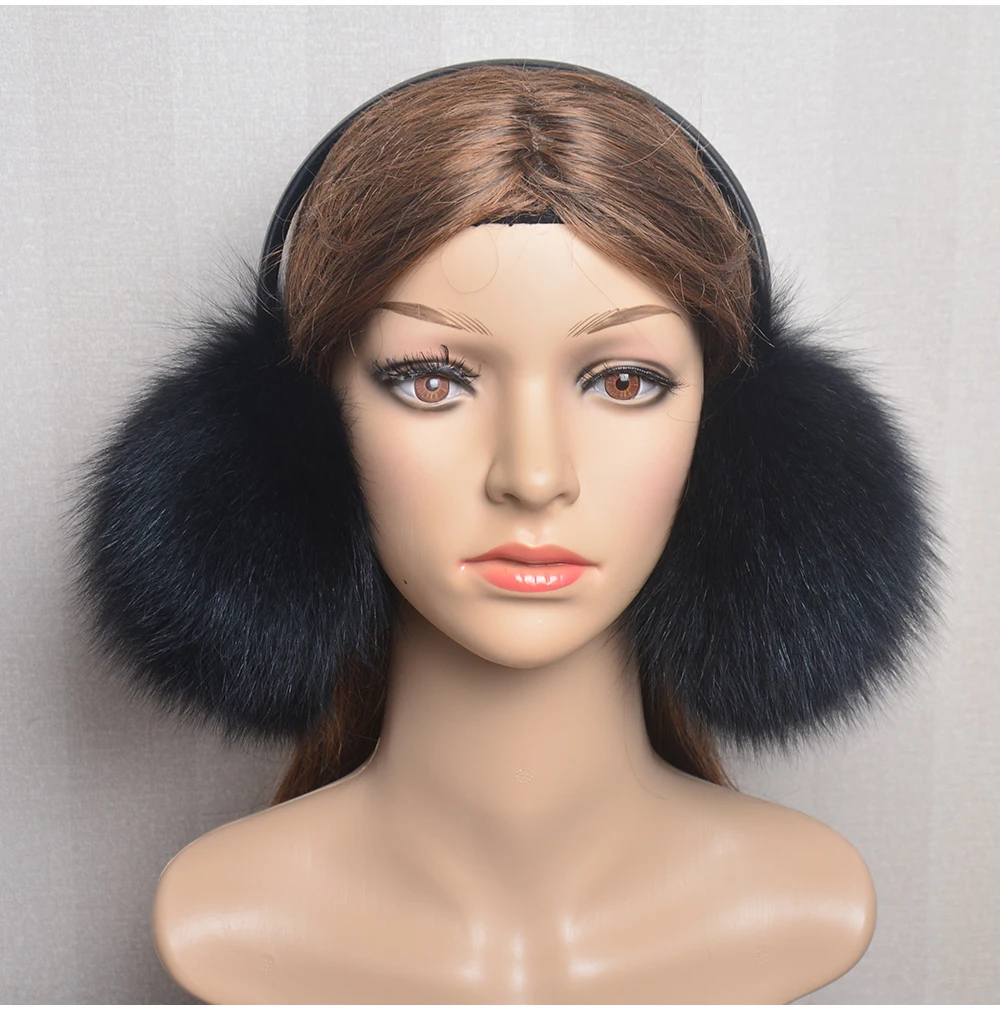 New Luxury Women Winter Warm Real Fox Fur Earmuffs Fashion Lady 100% Natural Fox Fur Ear Muffs Thermal Girl Real Fox Fur Earmuff