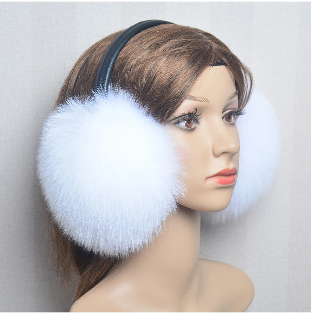 New Luxury Women Winter Warm Real Fox Fur Earmuffs Fashion Lady 100% Natural Fox Fur Ear Muffs Thermal Girl Real Fox Fur Earmuff