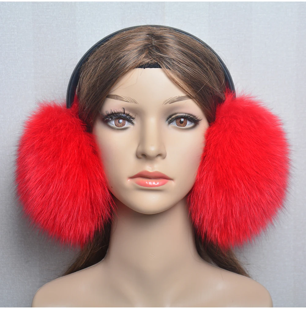 New Luxury Women Winter Warm Real Fox Fur Earmuffs Fashion Lady 100% Natural Fox Fur Ear Muffs Thermal Girl Real Fox Fur Earmuff