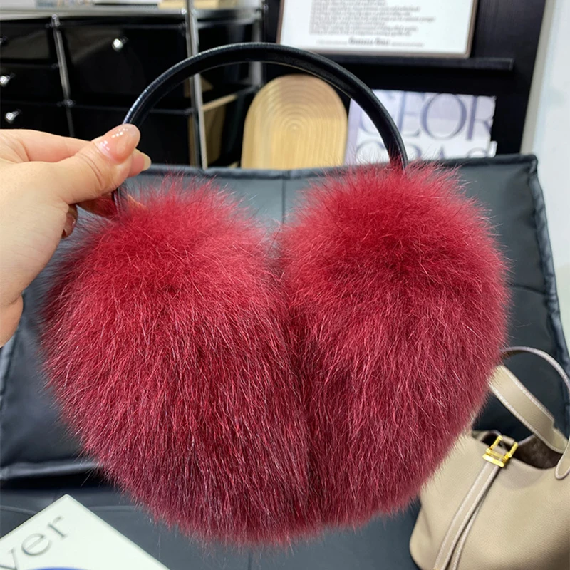 New Luxury Women Winter Warm Real Fox Fur Earmuffs Fashion Lady 100% Natural Fox Fur Ear Muffs Thermal Girl Real Fox Fur Earmuff