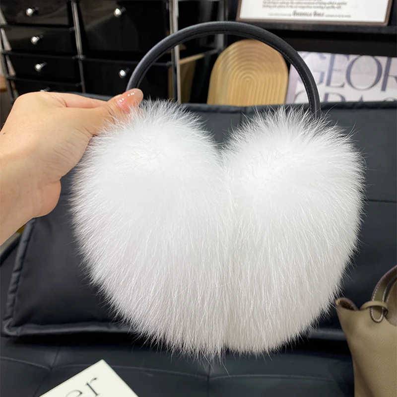 New Luxury Women Winter Warm Real Fox Fur Earmuffs Fashion Lady 100% Natural Fox Fur Ear Muffs Thermal Girl Real Fox Fur Earmuff