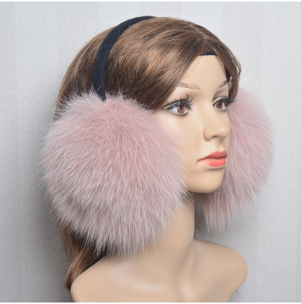 New Luxury Women Winter Warm Real Fox Fur Earmuffs Fashion Lady 100% Natural Fox Fur Ear Muffs Thermal Girl Real Fox Fur Earmuff
