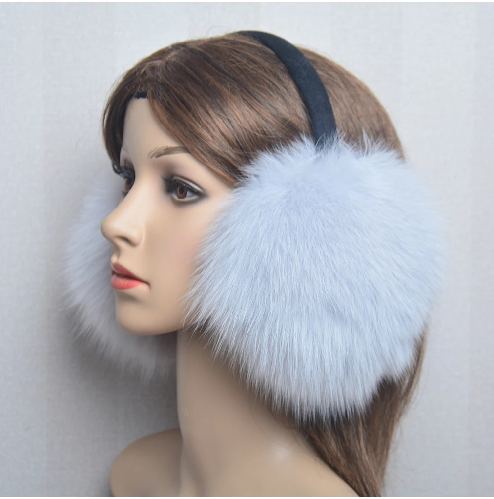 New Luxury Women Winter Warm Real Fox Fur Earmuffs Fashion Lady 100% Natural Fox Fur Ear Muffs Thermal Girl Real Fox Fur Earmuff