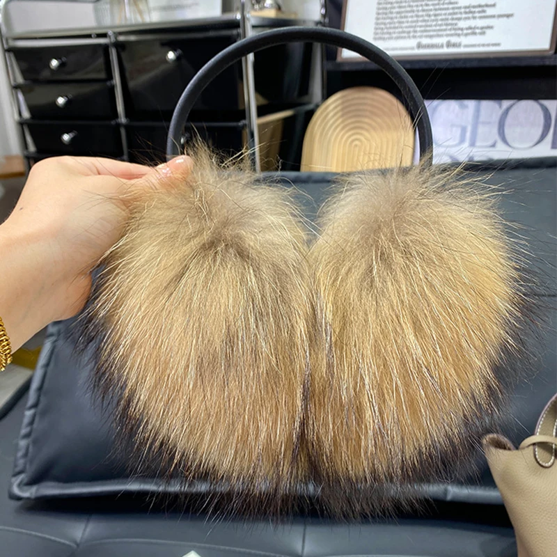 New Luxury Women Winter Warm Real Fox Fur Earmuffs Fashion Lady 100% Natural Fox Fur Ear Muffs Thermal Girl Real Fox Fur Earmuff