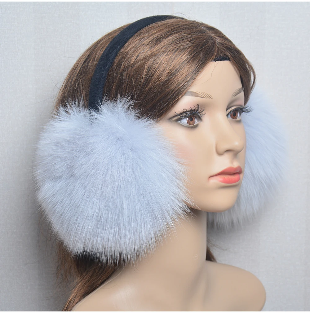 New Luxury Women Winter Warm Real Fox Fur Earmuffs Fashion Lady 100% Natural Fox Fur Ear Muffs Thermal Girl Real Fox Fur Earmuff