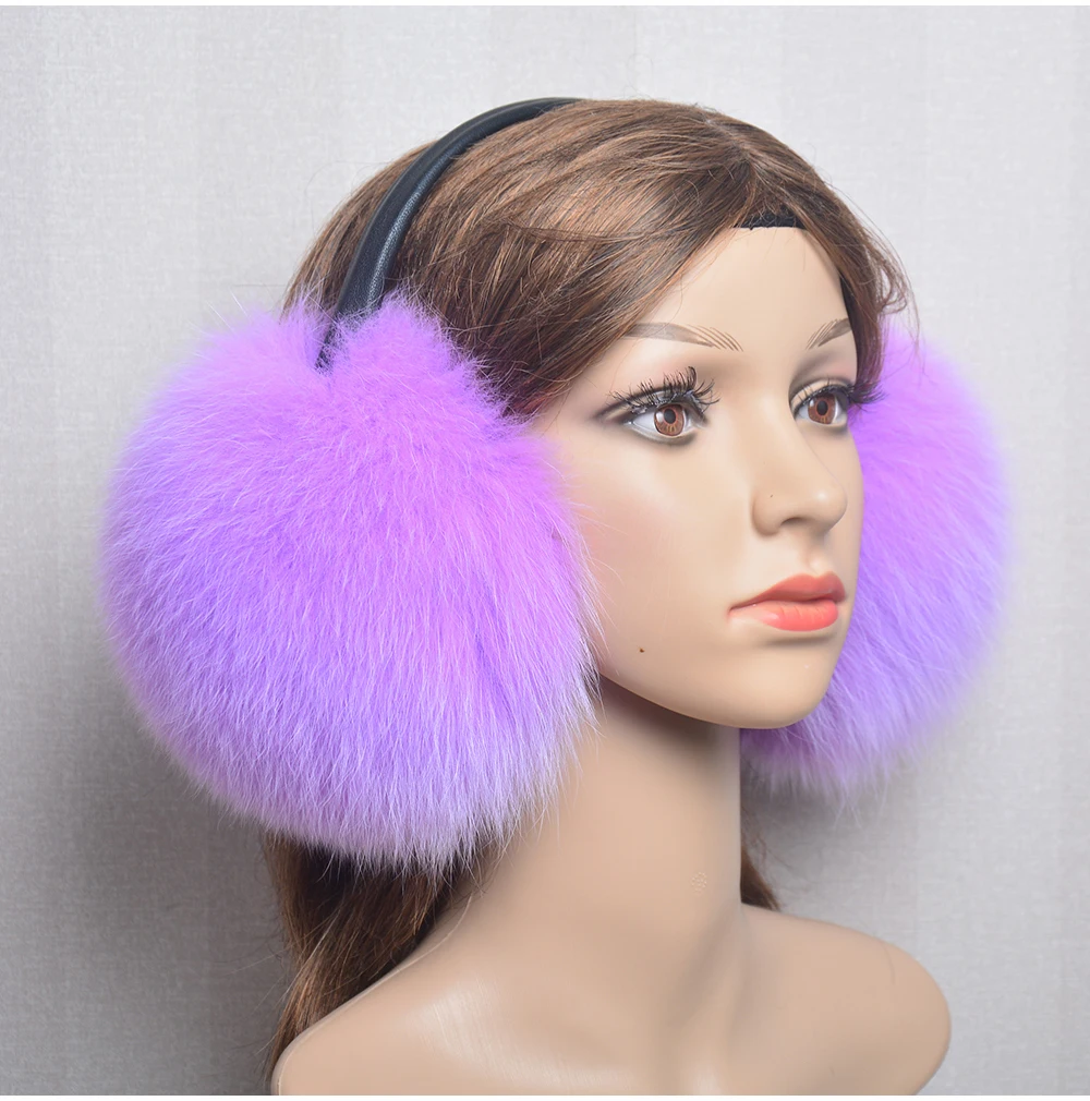 New Luxury Women Winter Warm Real Fox Fur Earmuffs Fashion Lady 100% Natural Fox Fur Ear Muffs Thermal Girl Real Fox Fur Earmuff