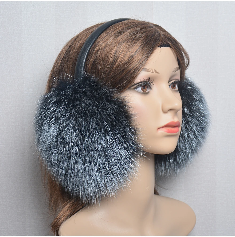 New Luxury Women Winter Warm Real Fox Fur Earmuffs Fashion Lady 100% Natural Fox Fur Ear Muffs Thermal Girl Real Fox Fur Earmuff