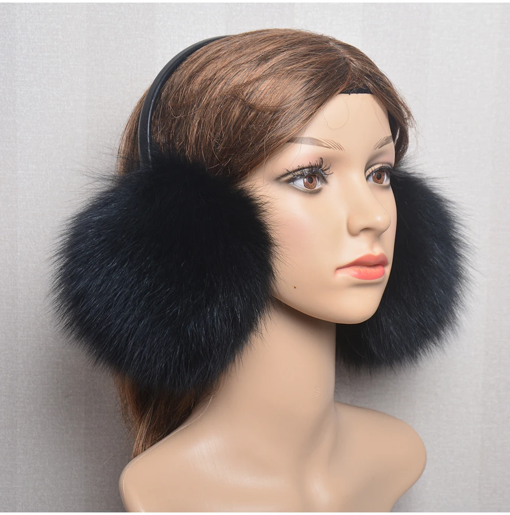 New Luxury Women Winter Warm Real Fox Fur Earmuffs Fashion Lady 100% Natural Fox Fur Ear Muffs Thermal Girl Real Fox Fur Earmuff