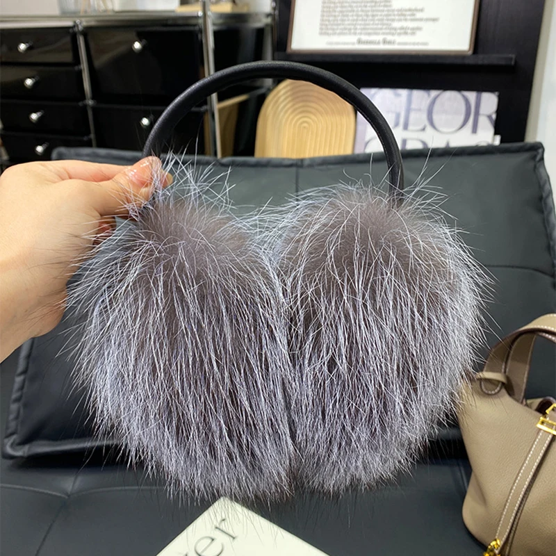 New Luxury Women Winter Warm Real Fox Fur Earmuffs Fashion Lady 100% Natural Fox Fur Ear Muffs Thermal Girl Real Fox Fur Earmuff