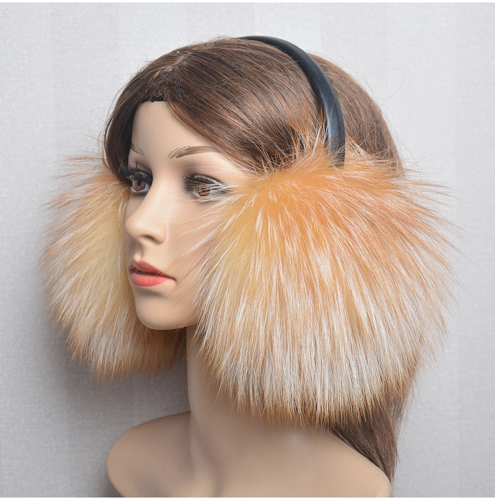 New Luxury Women Winter Warm Real Fox Fur Earmuffs Fashion Lady 100% Natural Fox Fur Ear Muffs Thermal Girl Real Fox Fur Earmuff