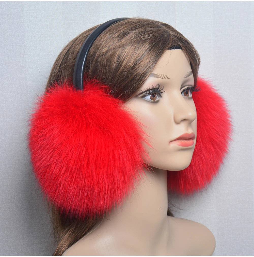 New Luxury Women Winter Warm Real Fox Fur Earmuffs Fashion Lady 100% Natural Fox Fur Ear Muffs Thermal Girl Real Fox Fur Earmuff